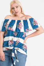 Load image into Gallery viewer, Off Shoulder Ruffled Front Tie Top