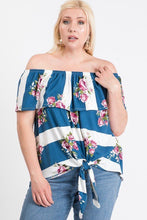 Load image into Gallery viewer, Off Shoulder Ruffled Front Tie Top