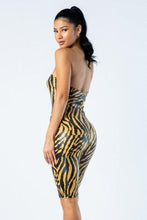 Load image into Gallery viewer, Zebra Print Tube Romper With Front O Ring Zipper Detail