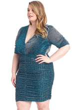 Load image into Gallery viewer, Ribbed Shimmer Shirring Mini Dress