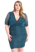 Load image into Gallery viewer, Ribbed Shimmer Shirring Mini Dress