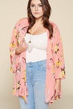 Load image into Gallery viewer, Plus Size Floral Printed Oversize Flowy And Airy Kimono With Dramatic Bell Sleeves