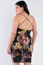 Load image into Gallery viewer, Plus Size Criss-cross Open Back Mini Floral Print Dress