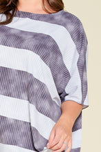 Load image into Gallery viewer, Stripe Printed Pleated Blouse Featuring A Boat Neckline And 1/2 Sleeves