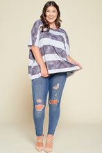 Load image into Gallery viewer, Stripe Printed Pleated Blouse Featuring A Boat Neckline And 1/2 Sleeves