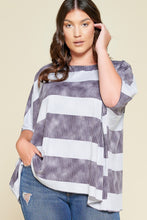 Load image into Gallery viewer, Stripe Printed Pleated Blouse Featuring A Boat Neckline And 1/2 Sleeves
