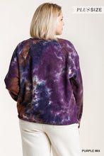 Load image into Gallery viewer, French Terry Tie-dye Raglan Long Sleeve Top With Raw Hem