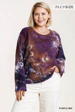 Load image into Gallery viewer, French Terry Tie-dye Raglan Long Sleeve Top With Raw Hem