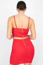 Load image into Gallery viewer, A Woven Crop Top Featuring An Allover Printed Polka Dots Top A Woven Mini Skirt Set