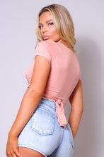 Load image into Gallery viewer, Short Sleeve Round Neck Crossover Multi Way Tie Top