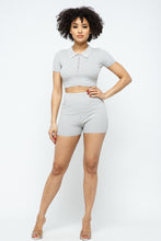 Load image into Gallery viewer, Collar Crop Top + Shorts Set