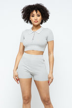 Load image into Gallery viewer, Collar Crop Top + Shorts Set