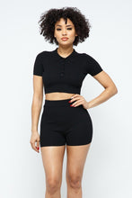 Load image into Gallery viewer, Collar Crop Top + Shorts Set