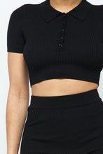 Load image into Gallery viewer, Collar Crop Top + Shorts Set