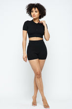 Load image into Gallery viewer, Collar Crop Top + Shorts Set