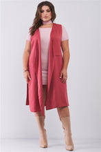 Load image into Gallery viewer, Plus Open Front And Side Sleeveless Long Vest