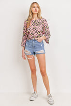 Load image into Gallery viewer, Leopard Knit Back Opened Short Sleeve Top