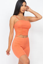 Load image into Gallery viewer, Camisole Ruched Sleeveless Top &amp; Biker Shorts Set