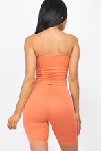 Load image into Gallery viewer, Camisole Ruched Sleeveless Top &amp; Biker Shorts Set