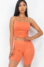 Load image into Gallery viewer, Camisole Ruched Sleeveless Top &amp; Biker Shorts Set