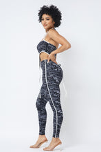 Load image into Gallery viewer, Mesh Print Crop Top With Plastic Chain Halter Neck With Matching Leggings