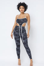 Load image into Gallery viewer, Mesh Print Crop Top With Plastic Chain Halter Neck With Matching Leggings