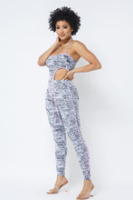 Load image into Gallery viewer, Mesh Print Crop Top With Plastic Chain Halter Neck With Matching Leggings