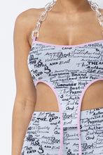 Load image into Gallery viewer, Mesh Print Crop Top With Plastic Chain Halter Neck With Matching Leggings