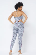 Load image into Gallery viewer, Mesh Print Crop Top With Plastic Chain Halter Neck With Matching Leggings