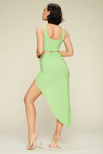 Load image into Gallery viewer, Summer Days Solid Crop Top &amp; Split Thigh Twist Slit Skirt Set