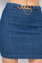 Load image into Gallery viewer, High-rise Belted Chain Denim Skirt