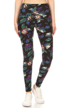 Load image into Gallery viewer, Long Yoga Style Banded Lined Floral Printed Knit Legging With High Waist