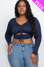 Load image into Gallery viewer, Plus Size Drawstring Ruched Cutout Crop Top