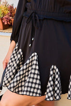 Load image into Gallery viewer, Round Neck 3/4 Bubble Sleeve Gingham Ruffle Romper