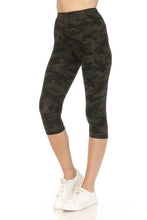 Load image into Gallery viewer, Multi-color Print, Cropped Capri Leggings In A Fitted Style With A Banded High Waist