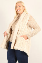 Load image into Gallery viewer, Plus Size Faux Fur Vest Jacket With Open Front, Hi-lo Hem, And Pockets