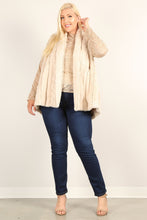 Load image into Gallery viewer, Plus Size Faux Fur Vest Jacket With Open Front, Hi-lo Hem, And Pockets