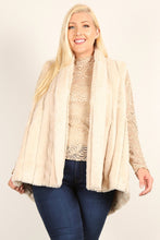 Load image into Gallery viewer, Plus Size Faux Fur Vest Jacket With Open Front, Hi-lo Hem, And Pockets