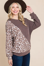 Load image into Gallery viewer, Cute Animal French Terry Brush Contrast Print Pullover With Cuff Detail