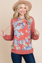 Load image into Gallery viewer, Floral Printed Contrast Hoodie With Relaxed Fit And Cuff Detail