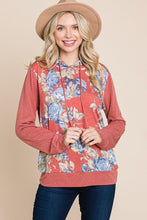 Load image into Gallery viewer, Floral Printed Contrast Hoodie With Relaxed Fit And Cuff Detail
