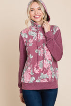Load image into Gallery viewer, Floral Printed Contrast Hoodie With Relaxed Fit And Cuff Detail