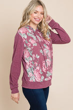 Load image into Gallery viewer, Floral Printed Contrast Hoodie With Relaxed Fit And Cuff Detail