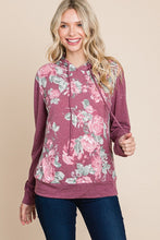 Load image into Gallery viewer, Floral Printed Contrast Hoodie With Relaxed Fit And Cuff Detail