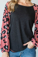 Load image into Gallery viewer, Round Neckline And Animal Print Color Block Top
