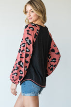 Load image into Gallery viewer, Round Neckline And Animal Print Color Block Top