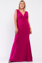 Load image into Gallery viewer, Plus Draped Back V-neck Sleeveless Maxi Dress