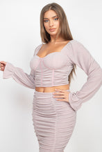 Load image into Gallery viewer, Sparkling Long Sleeves Ruching Back &amp; Skirts Set