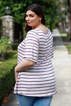 Load image into Gallery viewer, Plus Stripe Bell Short Sleeve Top