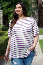 Load image into Gallery viewer, Plus Stripe Bell Short Sleeve Top